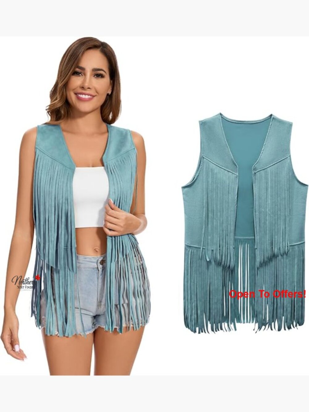 Faux Suede Fringe Vest Sleeveless Tassel Waistcoat Hippie Western